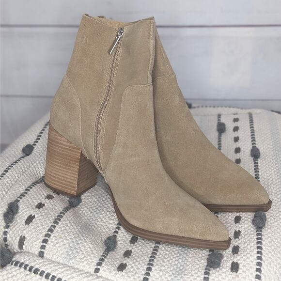 Steve Madden Calabria Suede Block Heel Ankle Boots Sand Tan Women's Size 10 M - Picture 6 of 12
